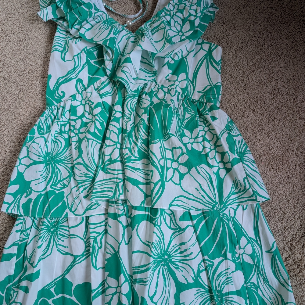 Lilly Pulitzer Green and White Floral Mini Dress